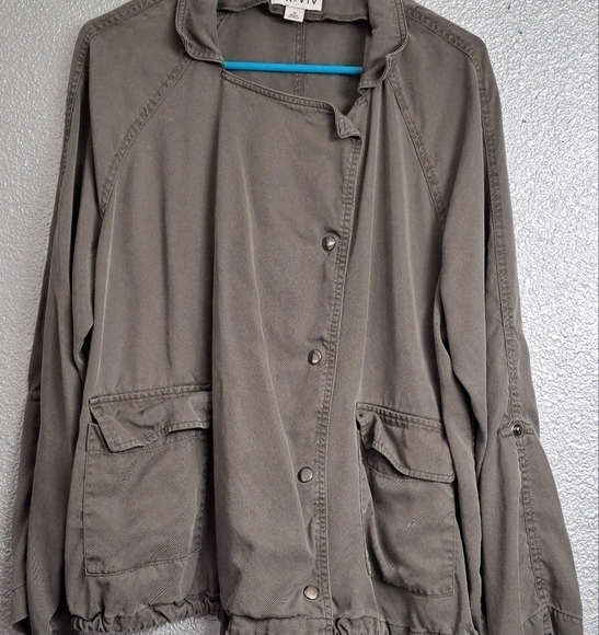 Ava & Viv Olive Snap Front Jacket   Size 1X - Picture 1 of 5
